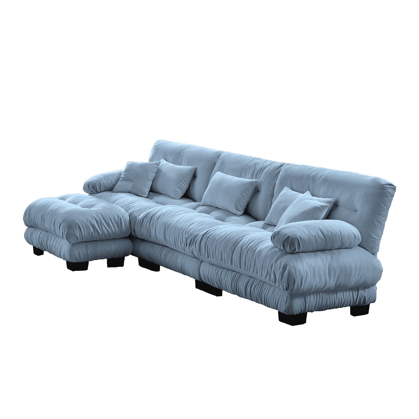 Canapé sectionnel modulaire 3 places, canapé à assise profonde, canapé nuage en forme de L avec pouf convertible pour le salon
