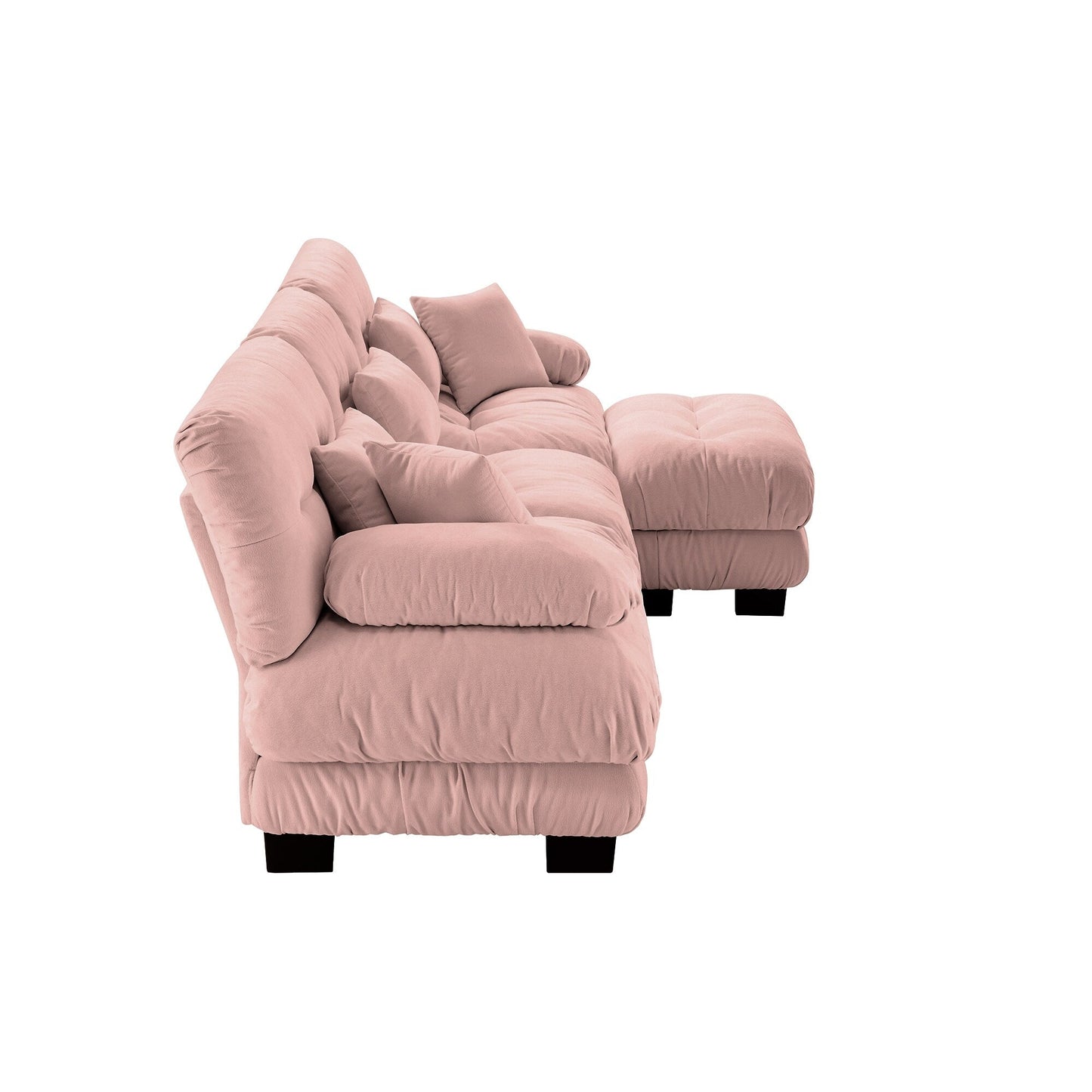 Canapé sectionnel modulaire 3 places, canapé à assise profonde, canapé nuage en forme de L avec pouf convertible pour le salon