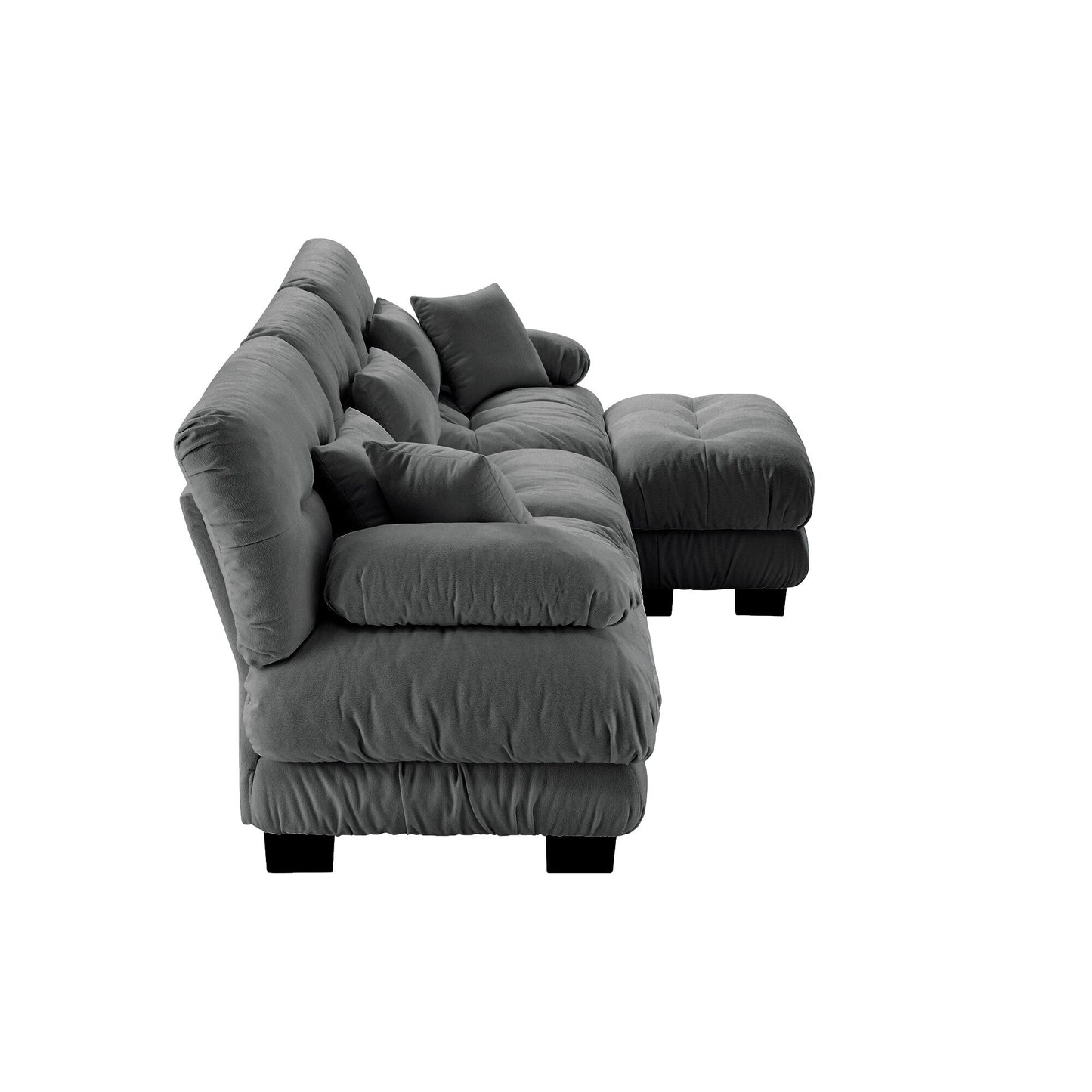 Canapé sectionnel modulaire 3 places, canapé à assise profonde, canapé nuage en forme de L avec pouf convertible pour le salon