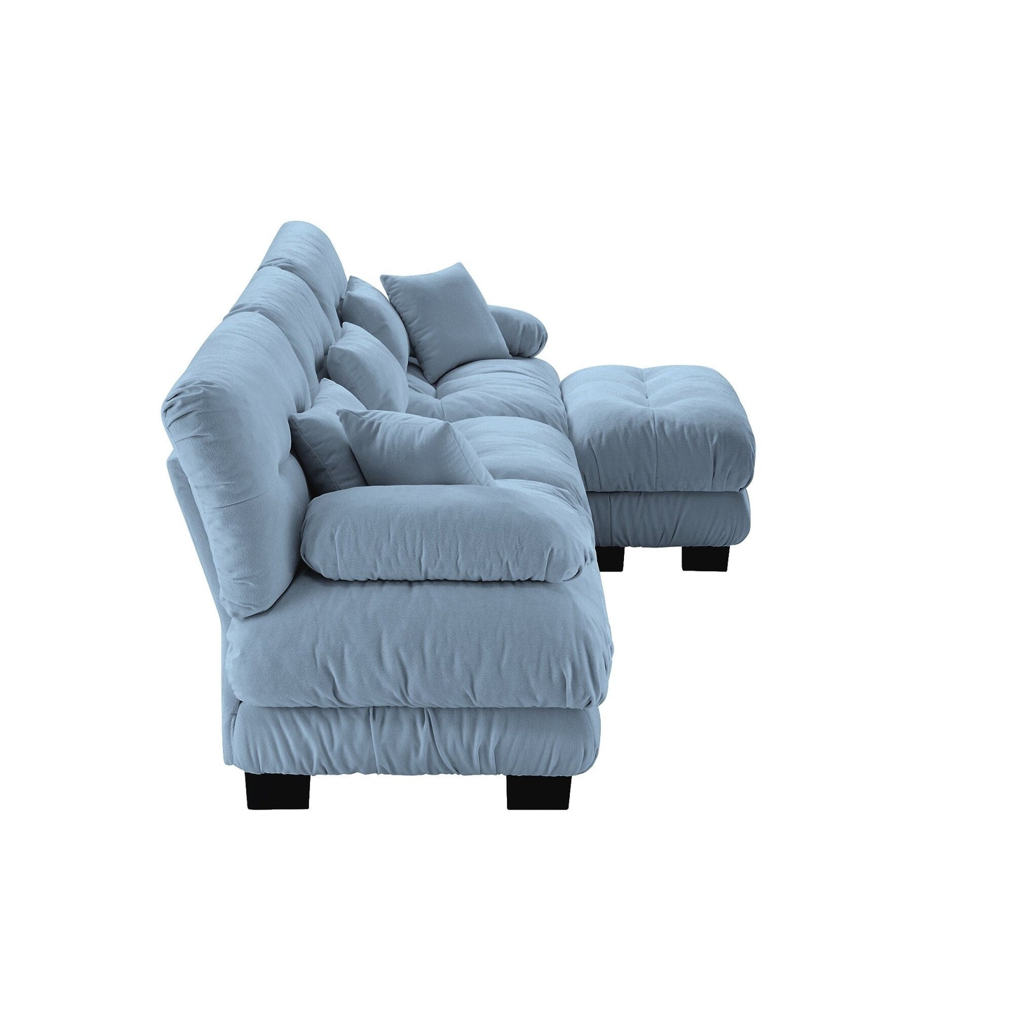 Canapé sectionnel modulaire 3 places, canapé à assise profonde, canapé nuage en forme de L avec pouf convertible pour le salon