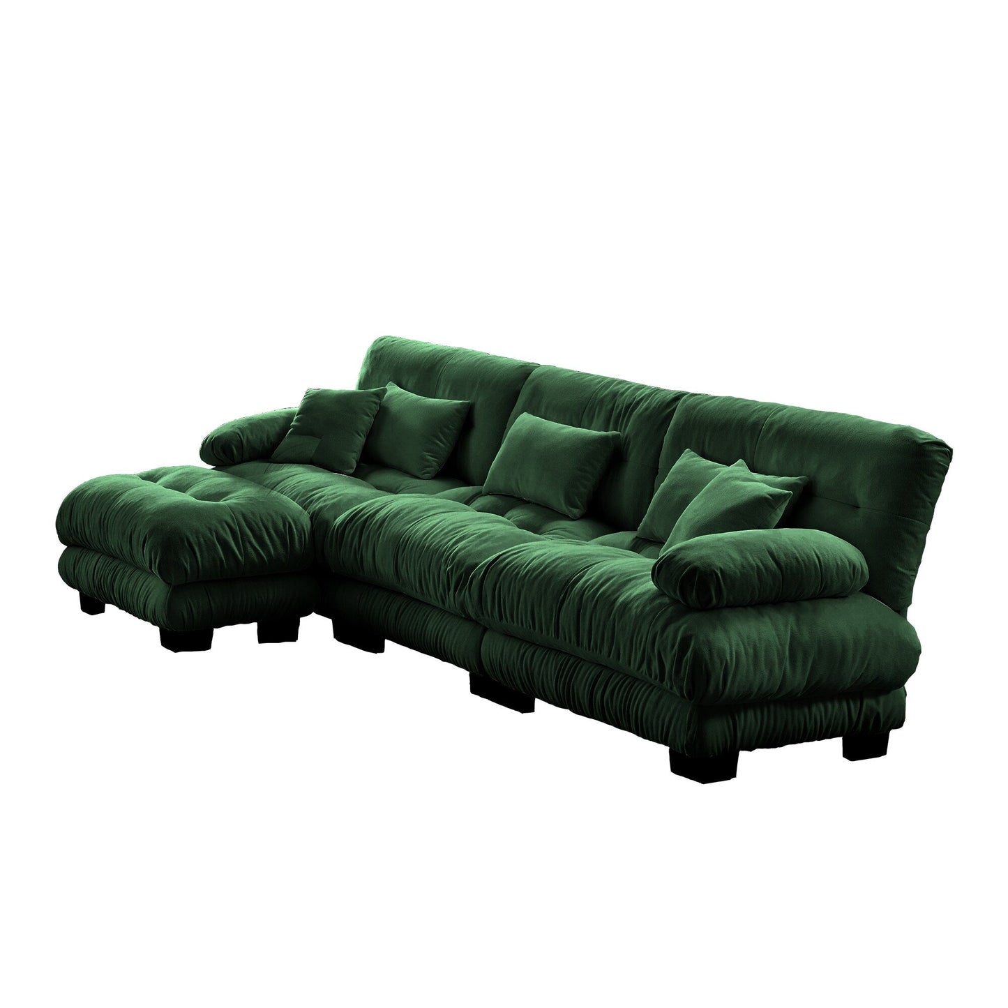 Canapé sectionnel modulaire 3 places, canapé à assise profonde, canapé nuage en forme de L avec pouf convertible pour le salon