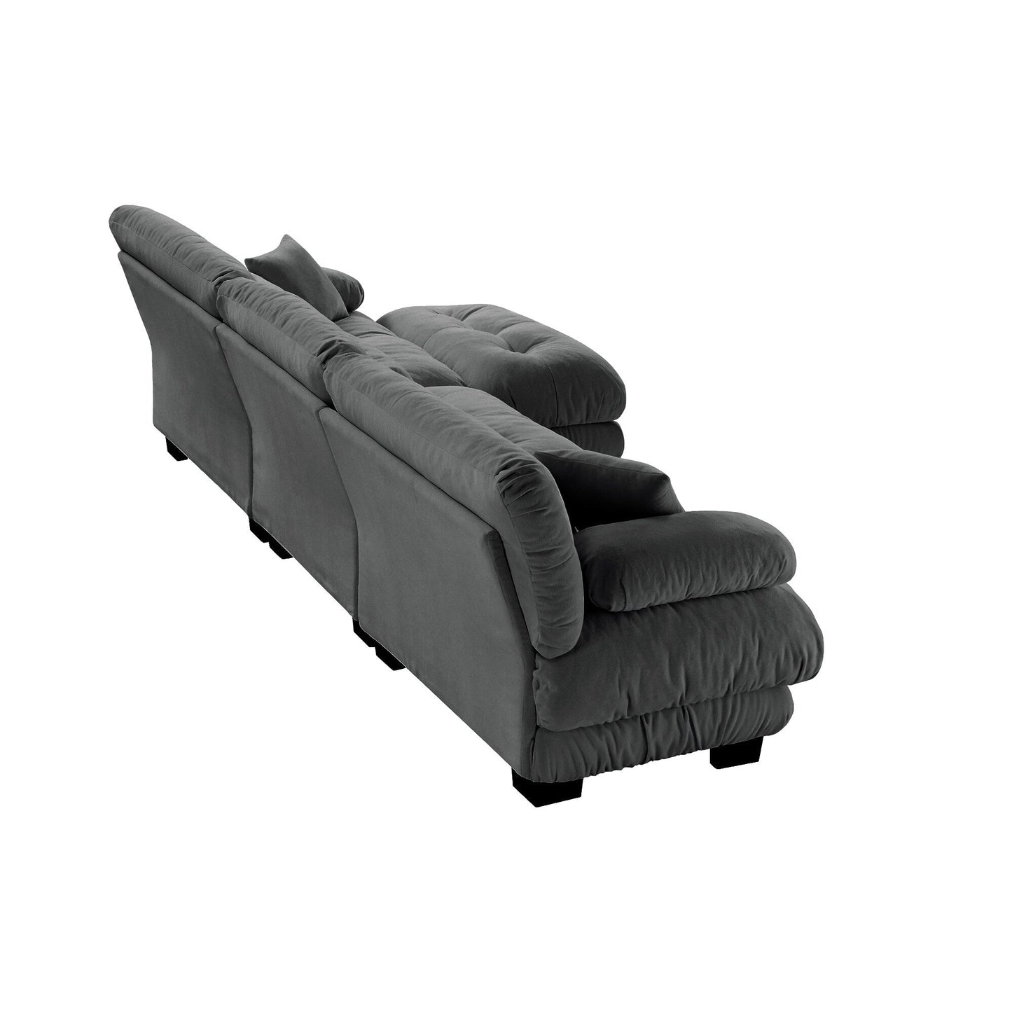 Canapé sectionnel modulaire 3 places, canapé à assise profonde, canapé nuage en forme de L avec pouf convertible pour le salon