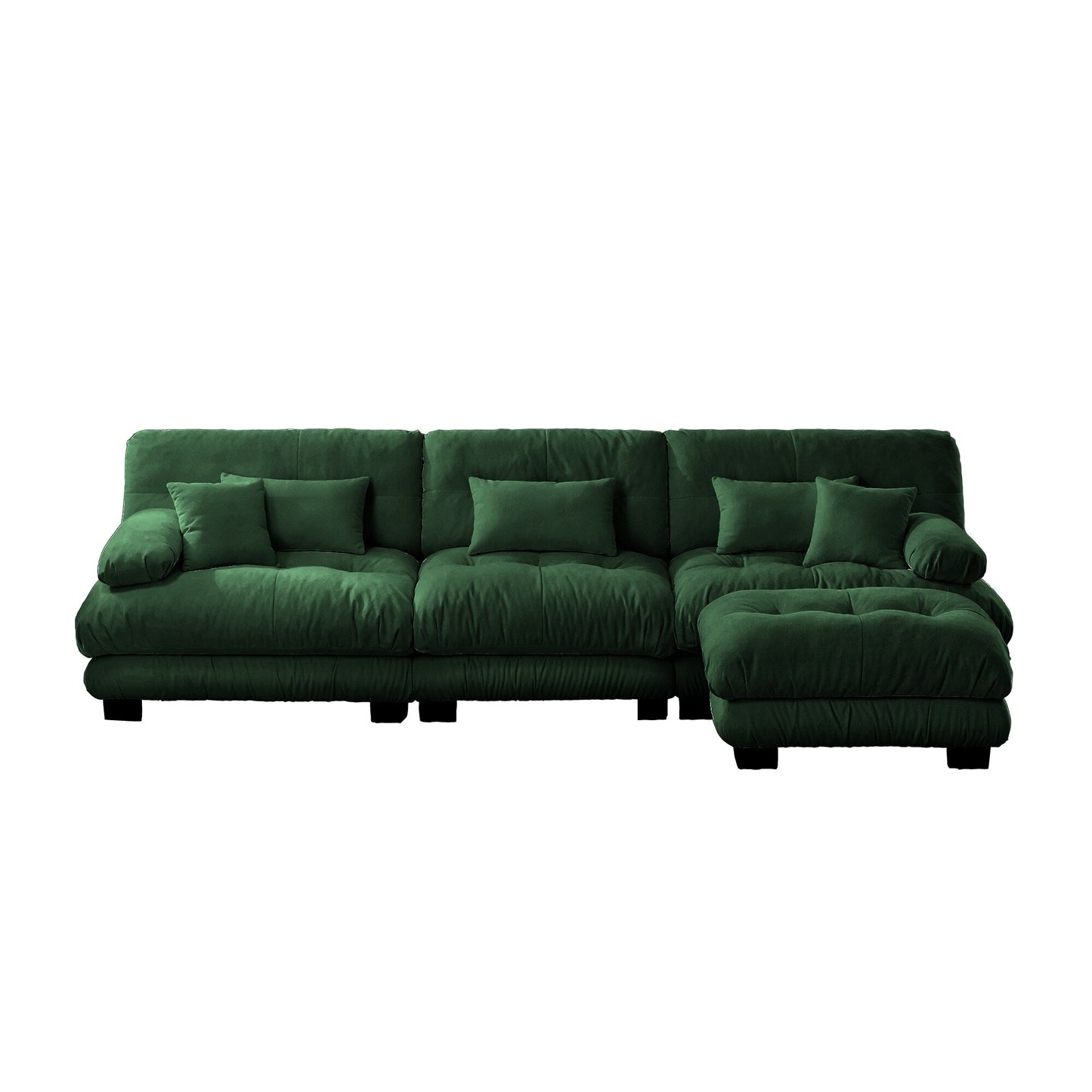 Canapé sectionnel modulaire 3 places, canapé à assise profonde, canapé nuage en forme de L avec pouf convertible pour le salon