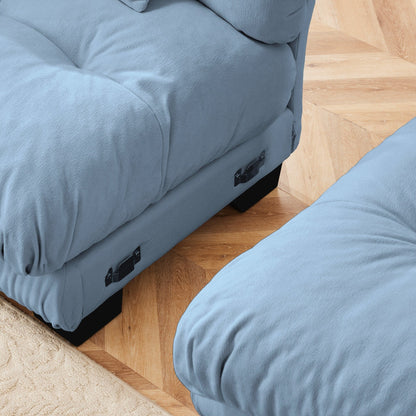 Canapé sectionnel modulaire 3 places, canapé à assise profonde, canapé nuage en forme de L avec pouf convertible pour le salon