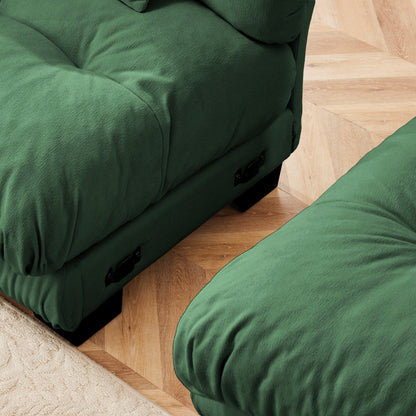 Canapé sectionnel modulaire 3 places, canapé à assise profonde, canapé nuage en forme de L avec pouf convertible pour le salon