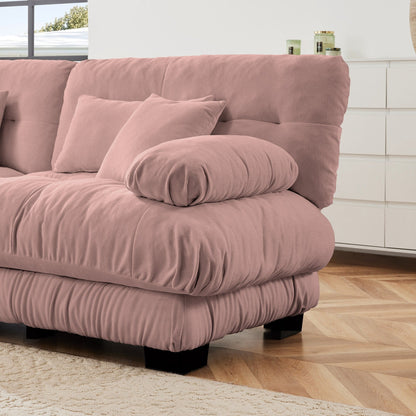 Canapé sectionnel modulaire 3 places, canapé à assise profonde, canapé nuage en forme de L avec pouf convertible pour le salon