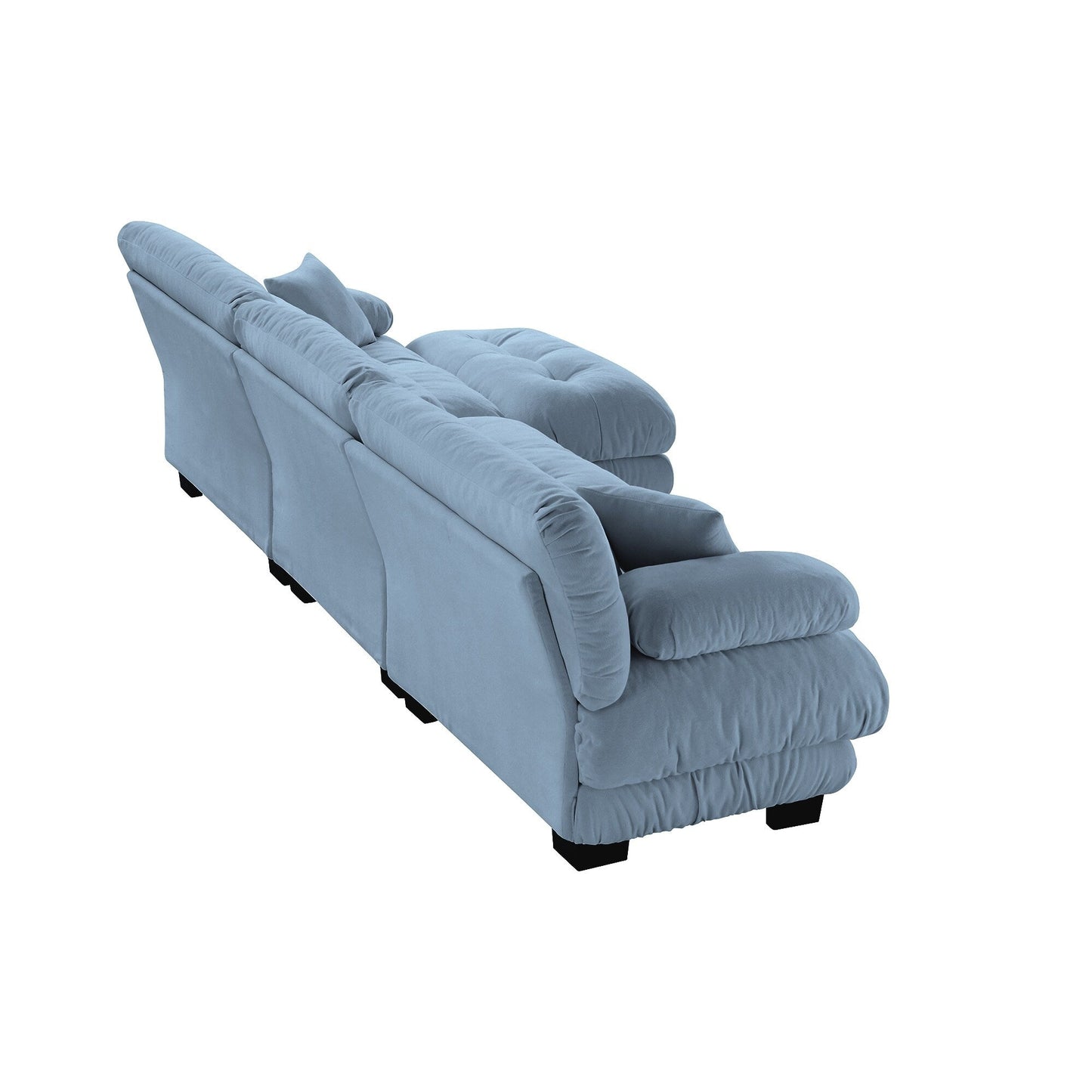 Canapé sectionnel modulaire 3 places, canapé à assise profonde, canapé nuage en forme de L avec pouf convertible pour le salon