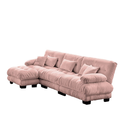 Canapé sectionnel modulaire 3 places, canapé à assise profonde, canapé nuage en forme de L avec pouf convertible pour le salon