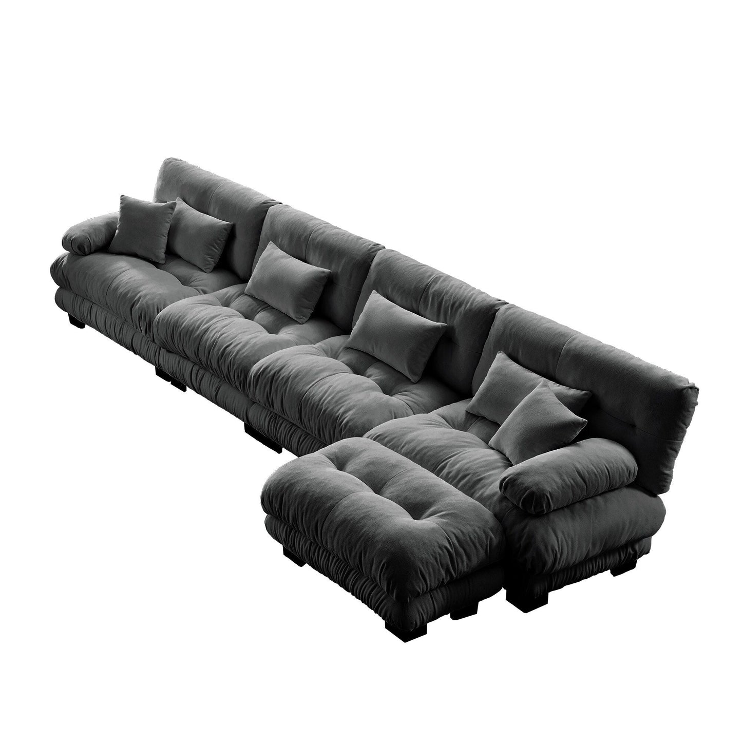 Canapé sectionnel modulaire 3 places, canapé à assise profonde, canapé nuage en forme de L avec pouf convertible pour le salon