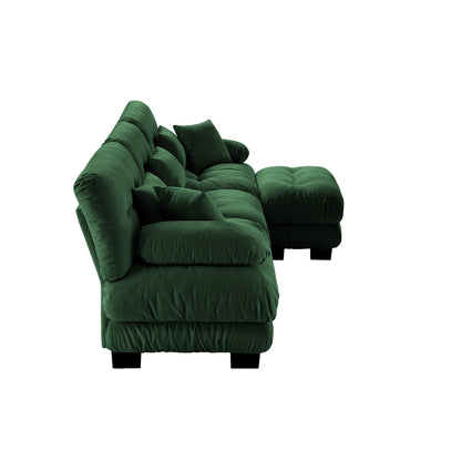 Canapé sectionnel modulaire 3 places, canapé à assise profonde, canapé nuage en forme de L avec pouf convertible pour le salon