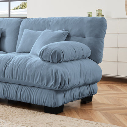 Canapé sectionnel modulaire 3 places, canapé à assise profonde, canapé nuage en forme de L avec pouf convertible pour le salon