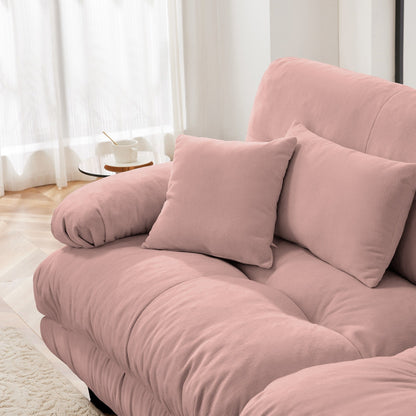 Canapé sectionnel modulaire 3 places, canapé à assise profonde, canapé nuage en forme de L avec pouf convertible pour le salon