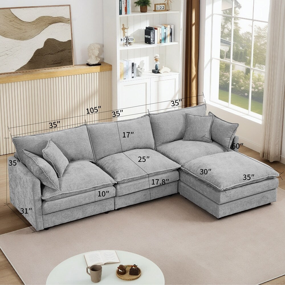 Canapés Cloud confortables 3 places avec pouf amovible