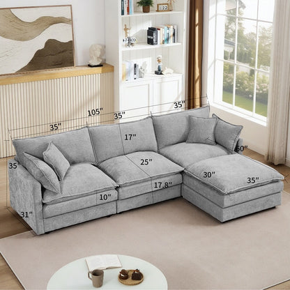 Canapés Cloud confortables 3 places avec pouf amovible