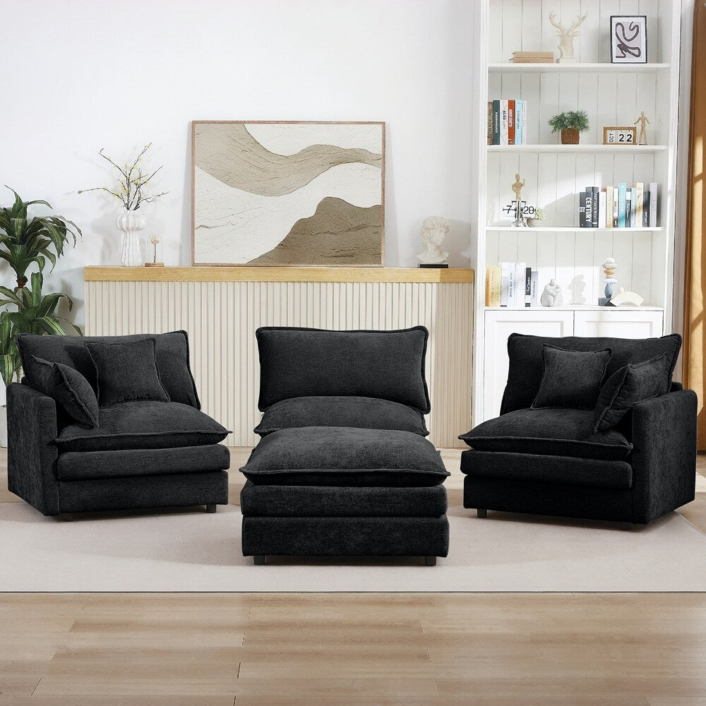 Canapés Cloud confortables 3 places avec pouf amovible
