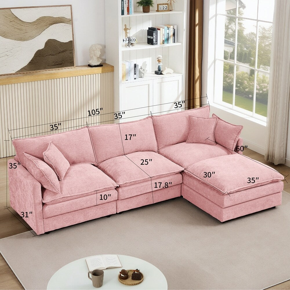 Canapés Cloud confortables 3 places avec pouf amovible