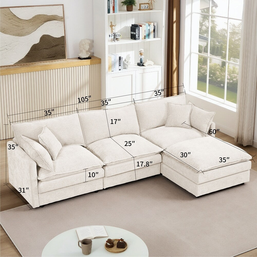 Canapés Cloud confortables 3 places avec pouf amovible