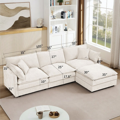 Canapés Cloud confortables 3 places avec pouf amovible