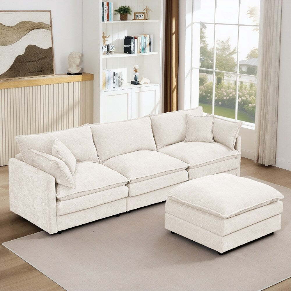 Canapés Cloud confortables 3 places avec pouf amovible