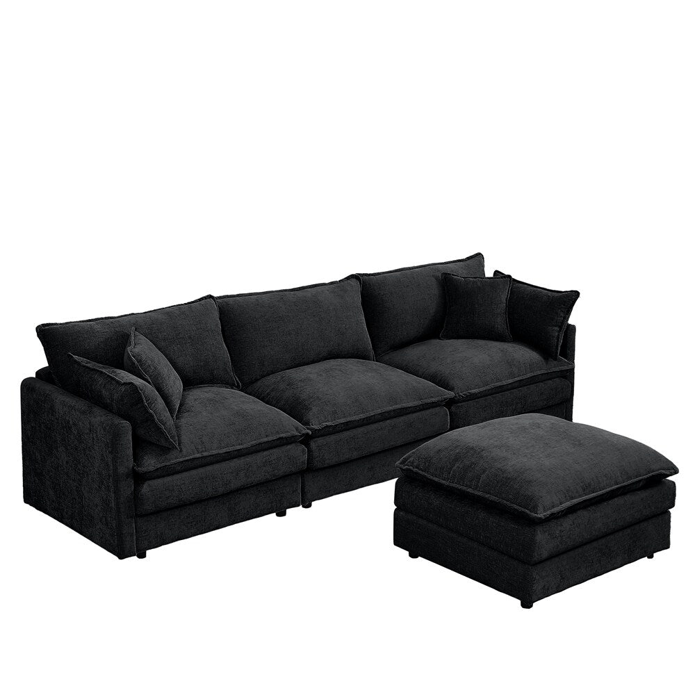 Canapés Cloud confortables 3 places avec pouf amovible