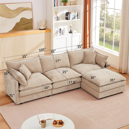 Canapés Cloud confortables 3 places avec pouf amovible