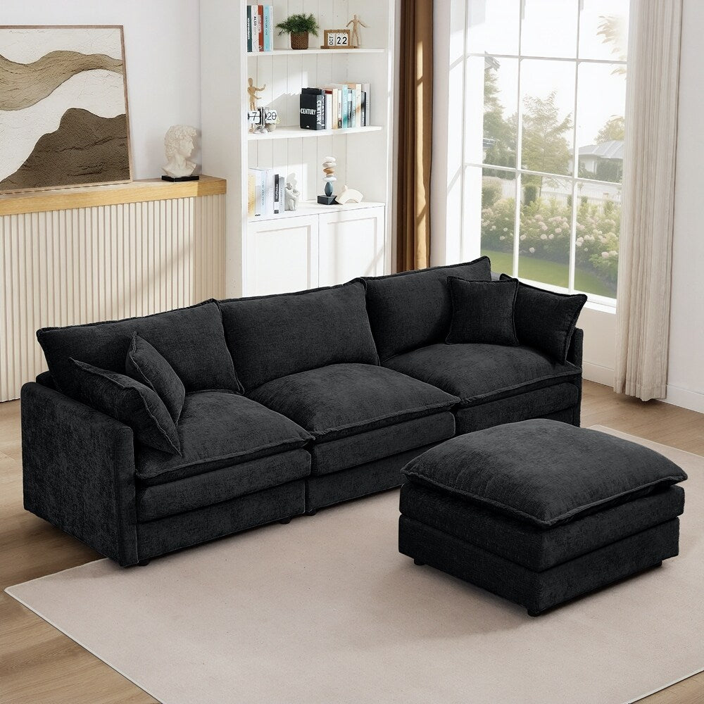 Canapés Cloud confortables 3 places avec pouf amovible