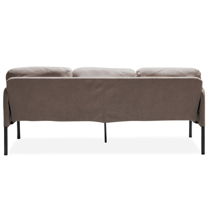 Canapé 3 places en tissu polyester en forme de L avec pouf, canapé rembourré moderne, petit canapé confortable pour petit espace