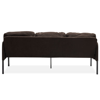 Canapé 3 places en tissu polyester en forme de L avec pouf, canapé rembourré moderne, petit canapé confortable pour petit espace