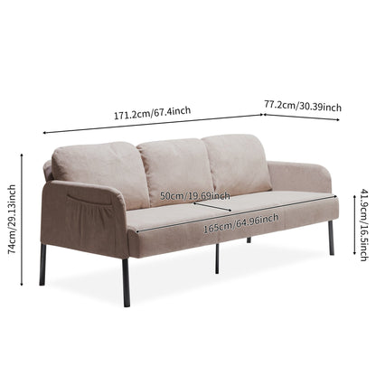 Canapé 3 places en tissu polyester, canapé rembourré moderne, petit canapé confortable pour petit espace, salon, chambre, bureau