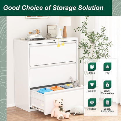 Classeur métallique verrouillable à 3 tiroirs pour bureau à domicile, armoire roulante entièrement assemblée