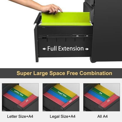 Classeur métallique verrouillable à 3 tiroirs pour bureau à domicile, armoire roulante entièrement assemblée