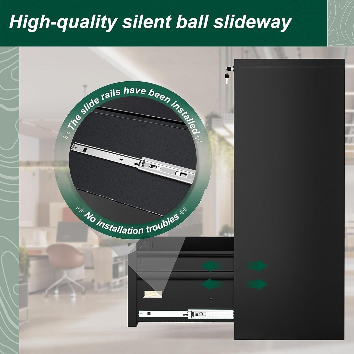 Classeur métallique verrouillable à 3 tiroirs pour bureau à domicile, armoire roulante entièrement assemblée