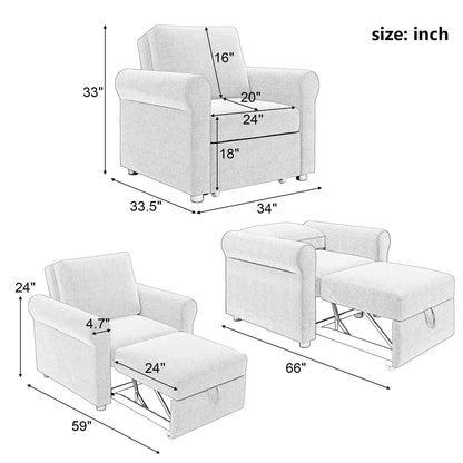 Canapé-lit 3 en 1 réglable, fauteuil gigogne, convertible et pliable pour le salon