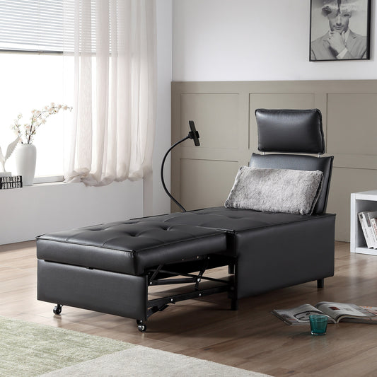 Fauteuil convertible 3 en 1, canapé inclinable réglable avec haut-parleurs Bluetooth, ports USB et oreiller moelleux