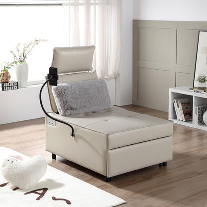 Fauteuil convertible 3 en 1, canapé inclinable réglable avec haut-parleurs Bluetooth, ports USB et oreiller moelleux