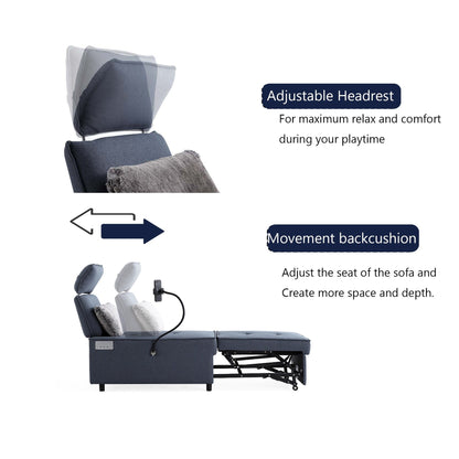 Fauteuil convertible 3 en 1, canapé inclinable réglable avec haut-parleurs Bluetooth, ports USB et oreiller moelleux