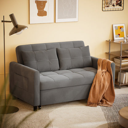 Canapé-lit convertible 3 en 1, chaise longue, causeuse avec lit escamotable, velours/tissu