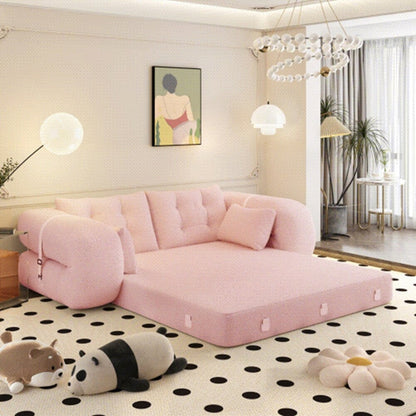 Canapé-lit 3 en 1 en tissu Teddy rempli de mousse