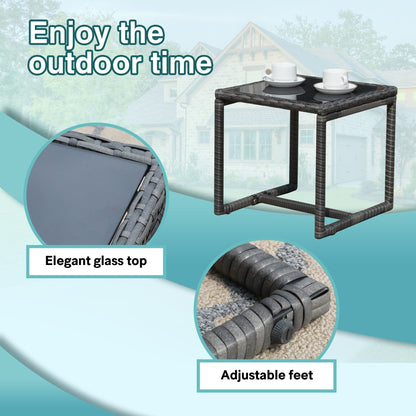 Ensemble de conversation d'extérieur en osier rembourré, 3 pièces