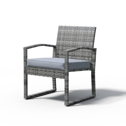 Ensemble de conversation d'extérieur en osier rembourré, 3 pièces