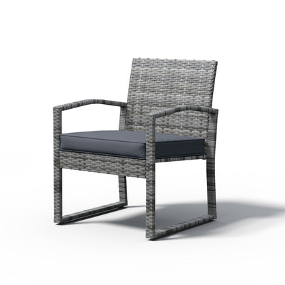 Ensemble de conversation d'extérieur en osier rembourré, 3 pièces