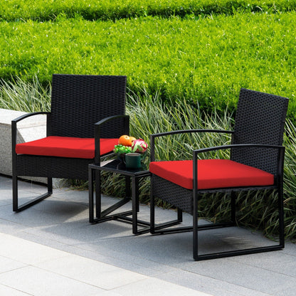 Ensemble de bistrot de jardin 3 pièces avec table en verre et salon de jardin en rotin pour véranda, jardin et balcon