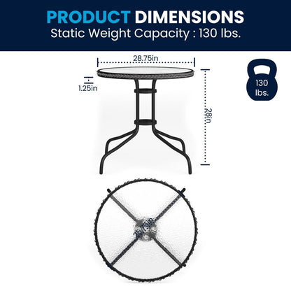 Ensemble table et chaises d'extérieur 3 pièces - 28,75 L x 28,75 P x 28 H