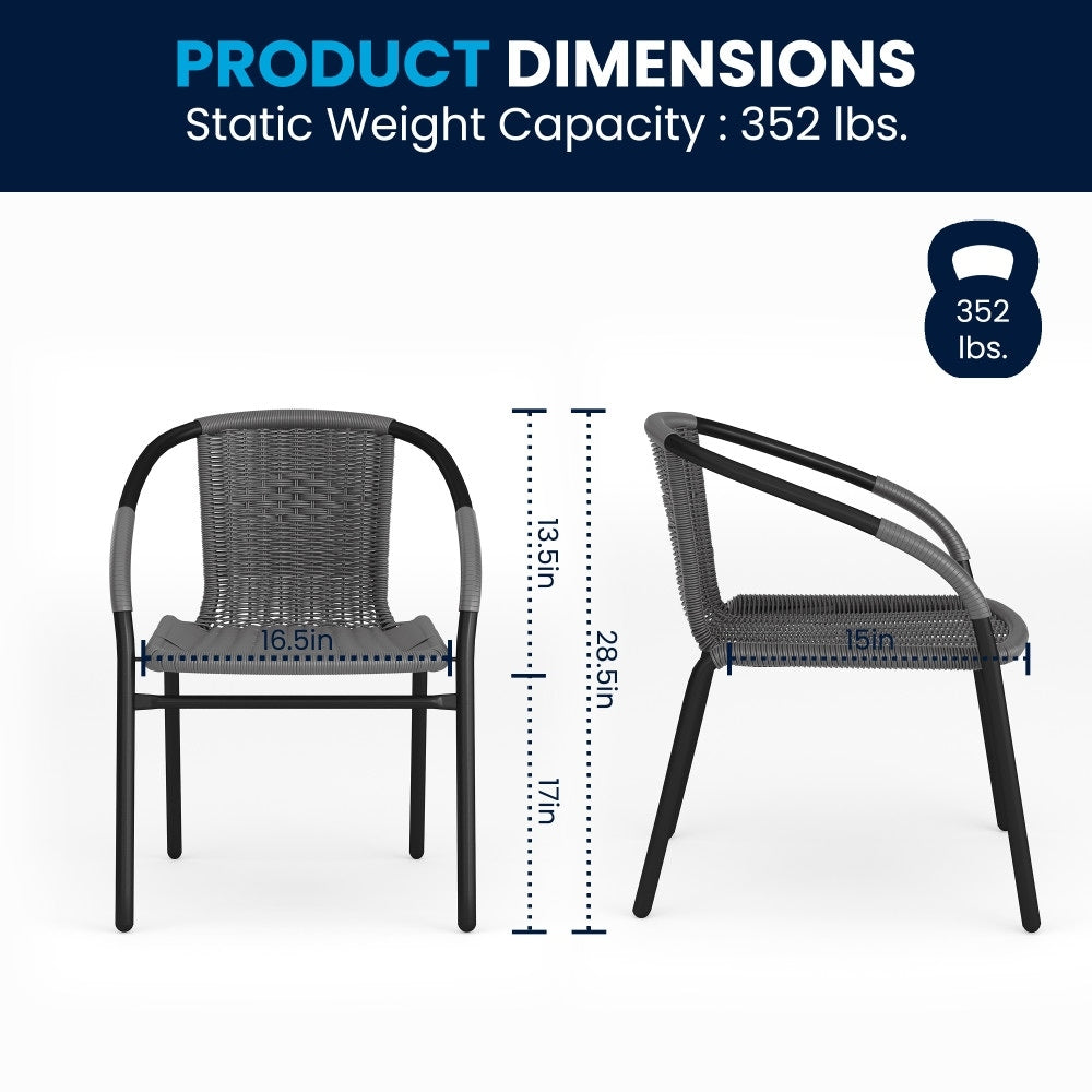 Ensemble table et chaises d'extérieur 3 pièces - 28,75 L x 28,75 P x 28 H