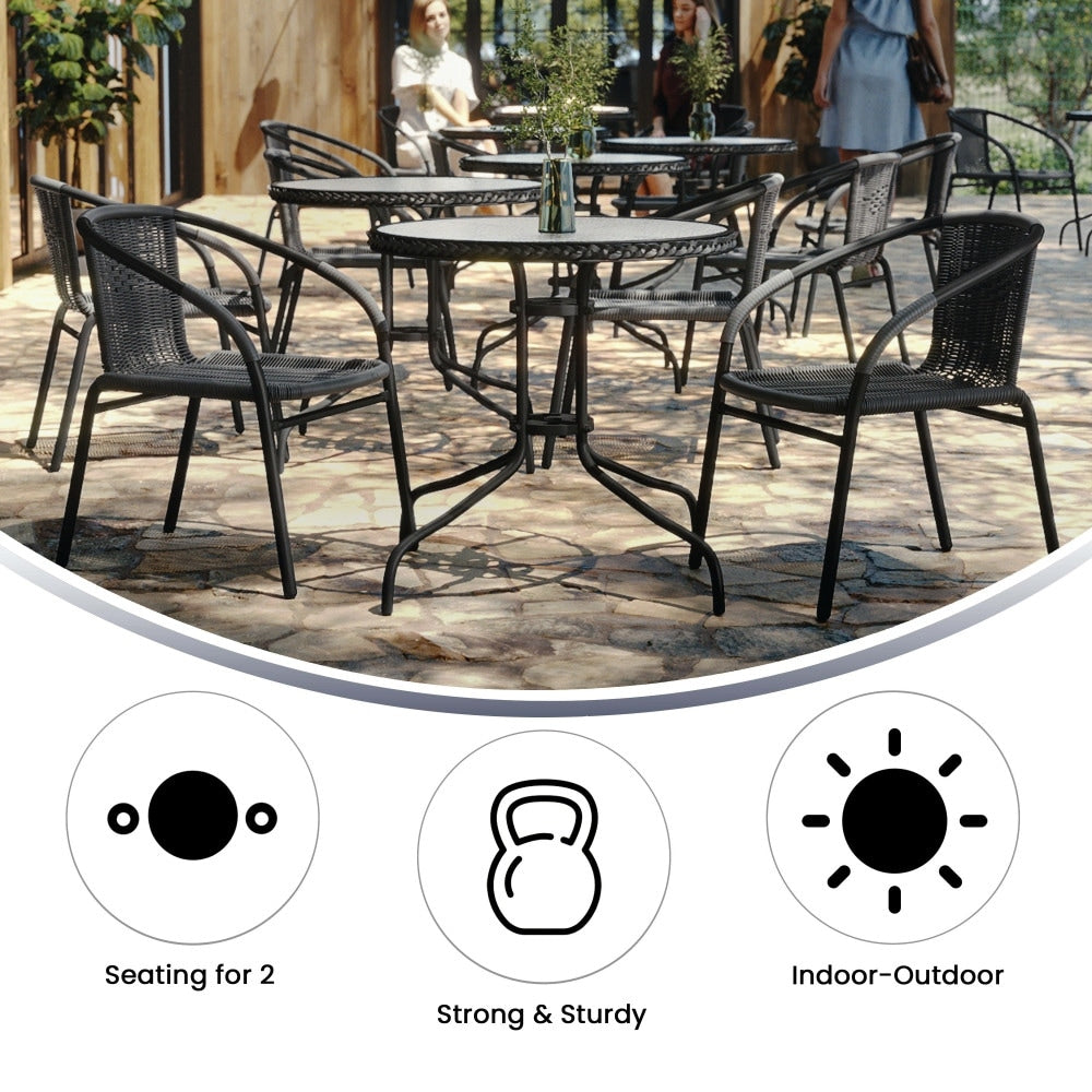 Ensemble table et chaises d'extérieur 3 pièces - 28,75 L x 28,75 P x 28 H