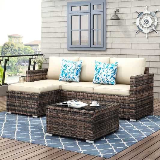 Ensemble de 3 pièces pour patio, canapé d'extérieur, meubles de patio, ensemble de canapés sectionnels en osier