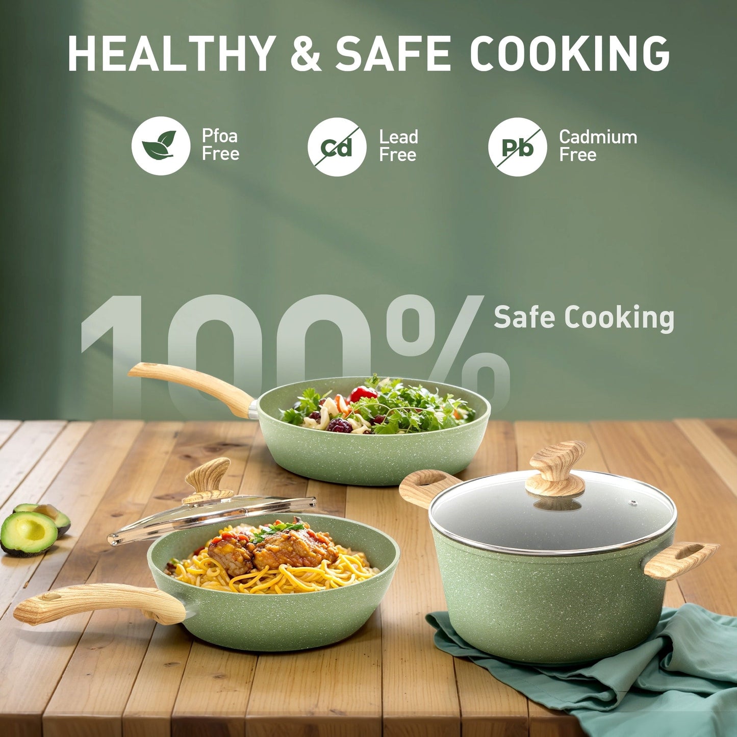 Batterie de cuisine et ustensiles de cuisson en granit de 30 pièces, ensemble de poêles de cuisson antiadhésives