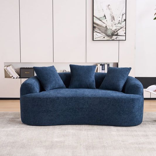 Canapé causeuse compact incurvé en chenille 30D sans assemblage, entièrement compressé en éponge