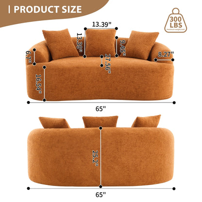 Canapé causeuse compact incurvé en chenille 30D sans assemblage, entièrement compressé en éponge