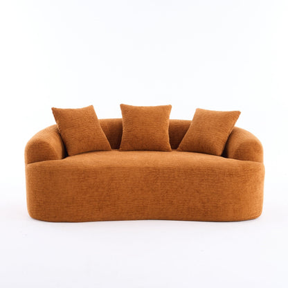 Canapé causeuse compact incurvé en chenille 30D sans assemblage, entièrement compressé en éponge
